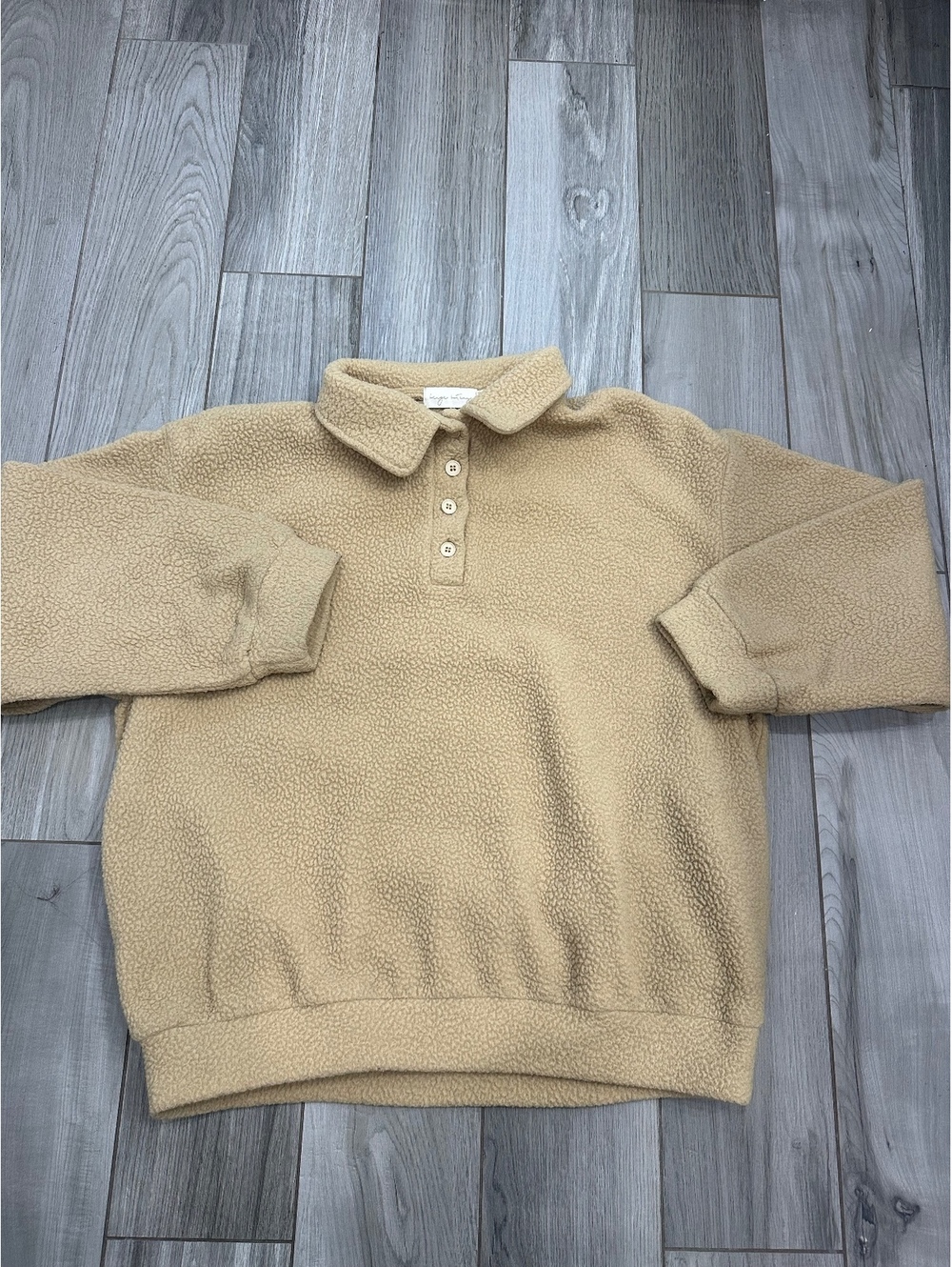 Beigh botany Beige Fleece Pullover Sweatshirt Size Small
